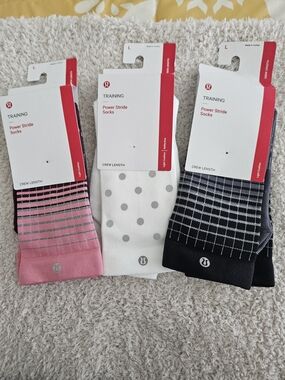 NWT-lululemon athletica Training Power Stride Socks - Pink, White, Black Bundle